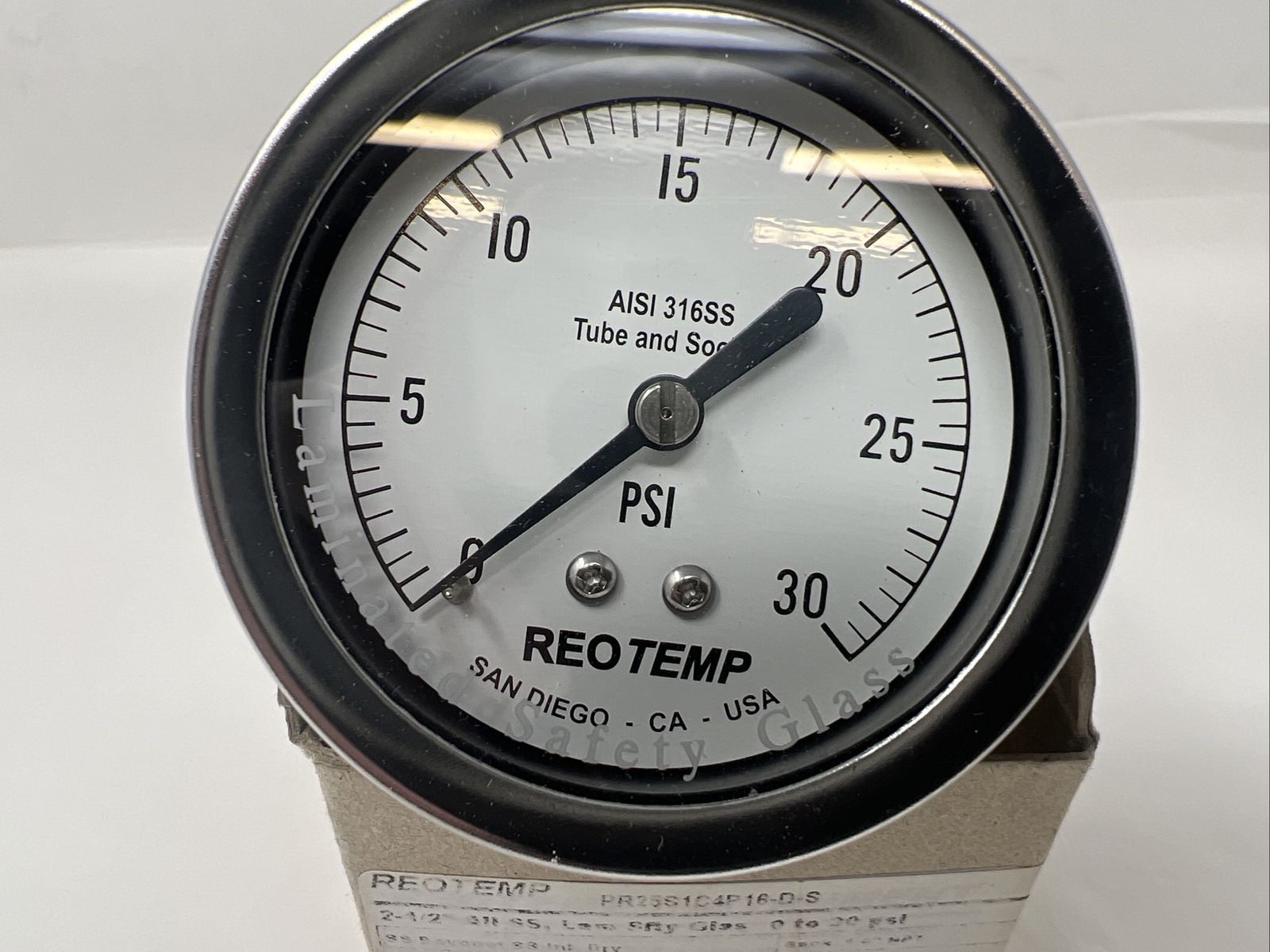 NEW REOTEMP AISI 316SS TUBE AND SOCKET 30 PSI PRESSURE GAUGE