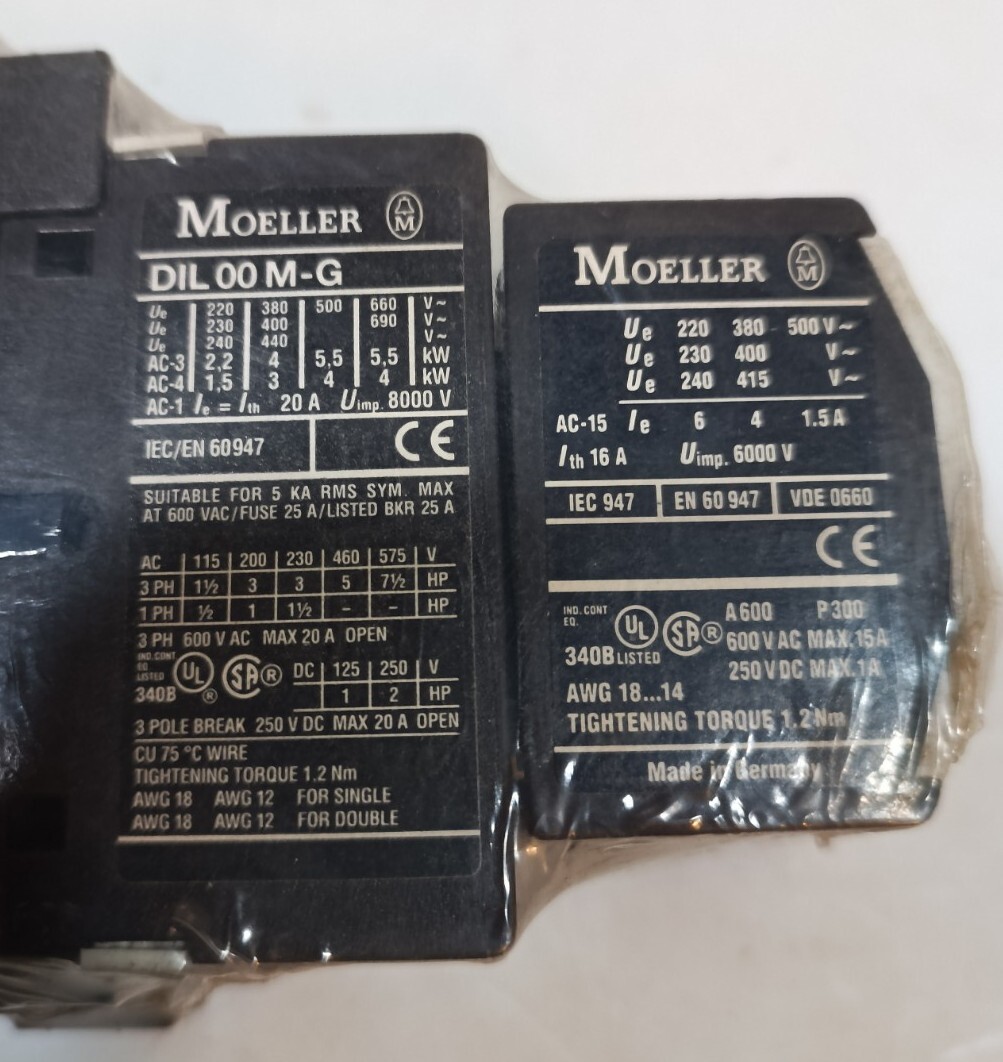 MOELLER DIL 00 M-G Contactor/ Overload Relay (24VDC-Coil)-(20-Amp)