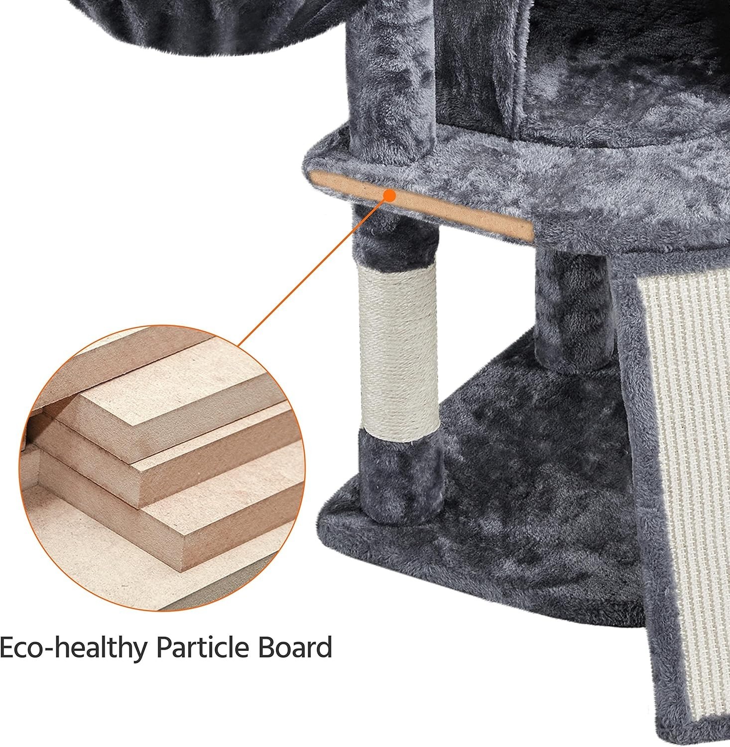 Topeakmart Medium Plush Cat Tree for Small Kittens, Dark Gray