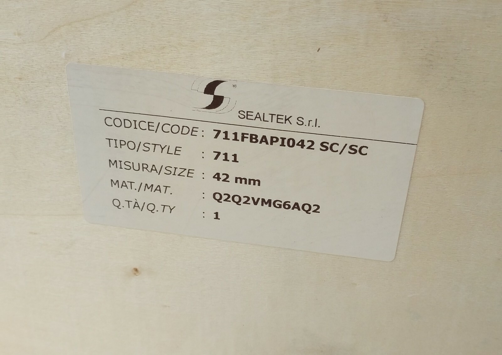 Sealtek Mechanical Seal Style 711 API682 711FBAPI042 SC/SC Q2Q2VMG6AQ2 API 682
