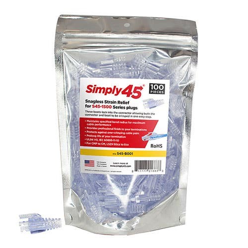 Simply45 S45-B001 Integrated Strain Reliefs, Cat5e, Bag of 100