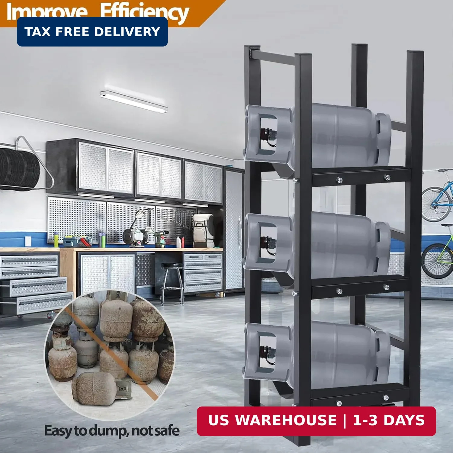 Refrigerant Tank Rack 3x30lb, Stable Refrigerant Cylinder Tank Rack, Cylinder Ra