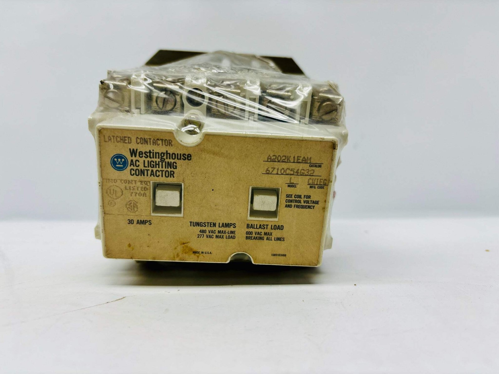 Westinghouse A202K1EAM AC Lighting Contactor, 30A, 110–120VAC Coil, Multi-Pole