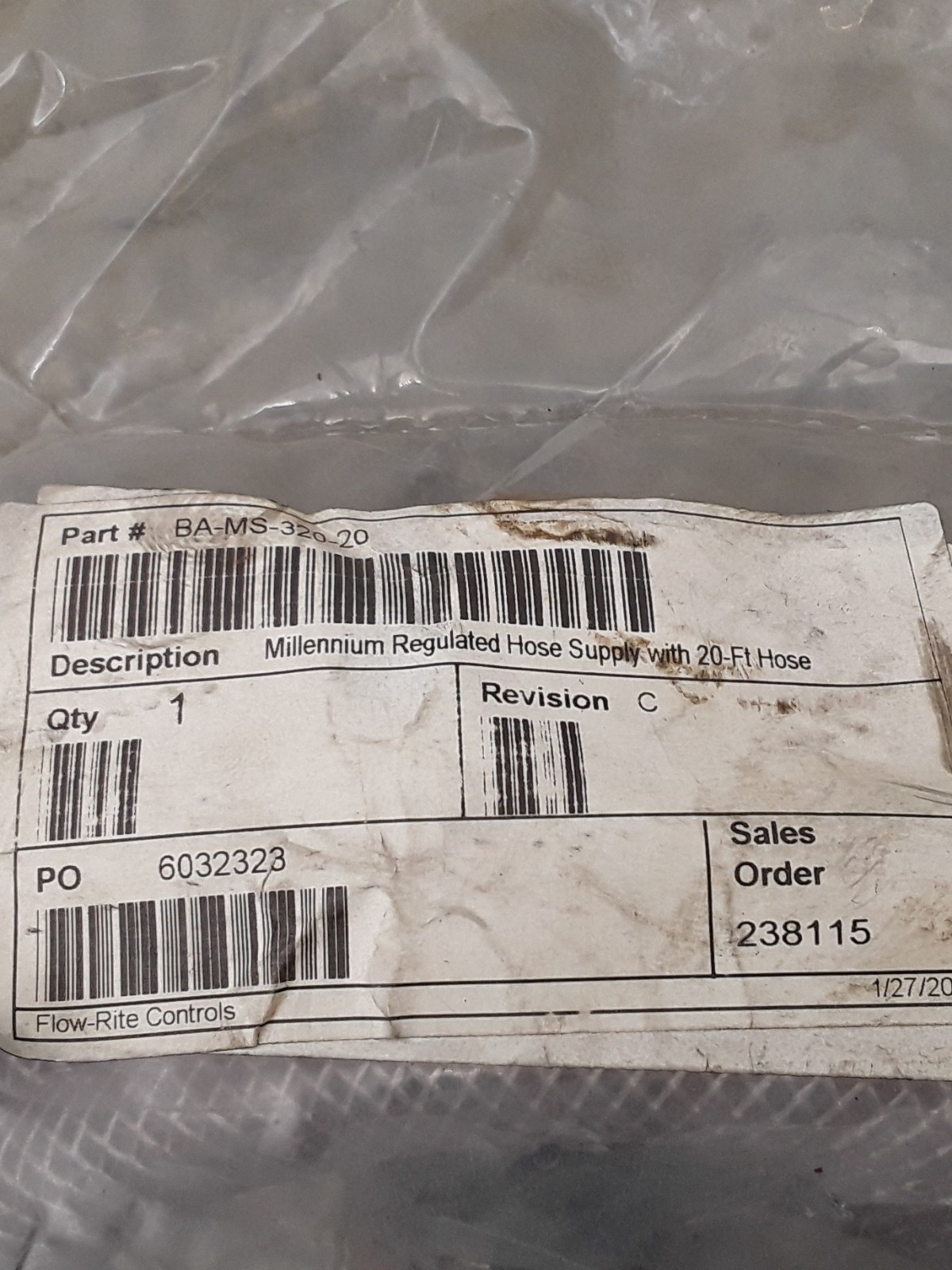 Flow Rite Milllennium Regulated Hose Supply BA-MS-320-20 (20′)