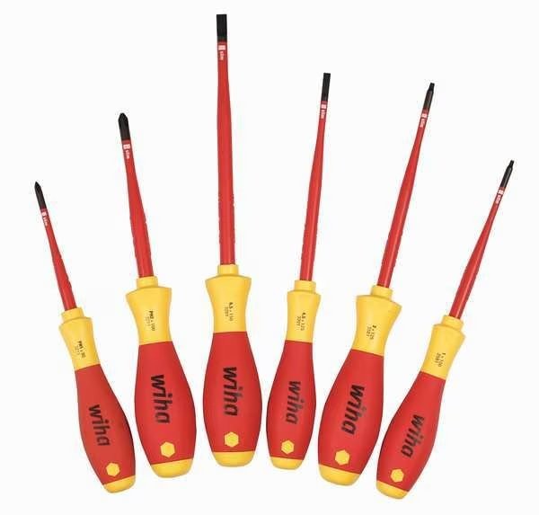 Wiha 32196 Insulated Screwdriver Set, Slotted/Phillips, Square, 6 pcs