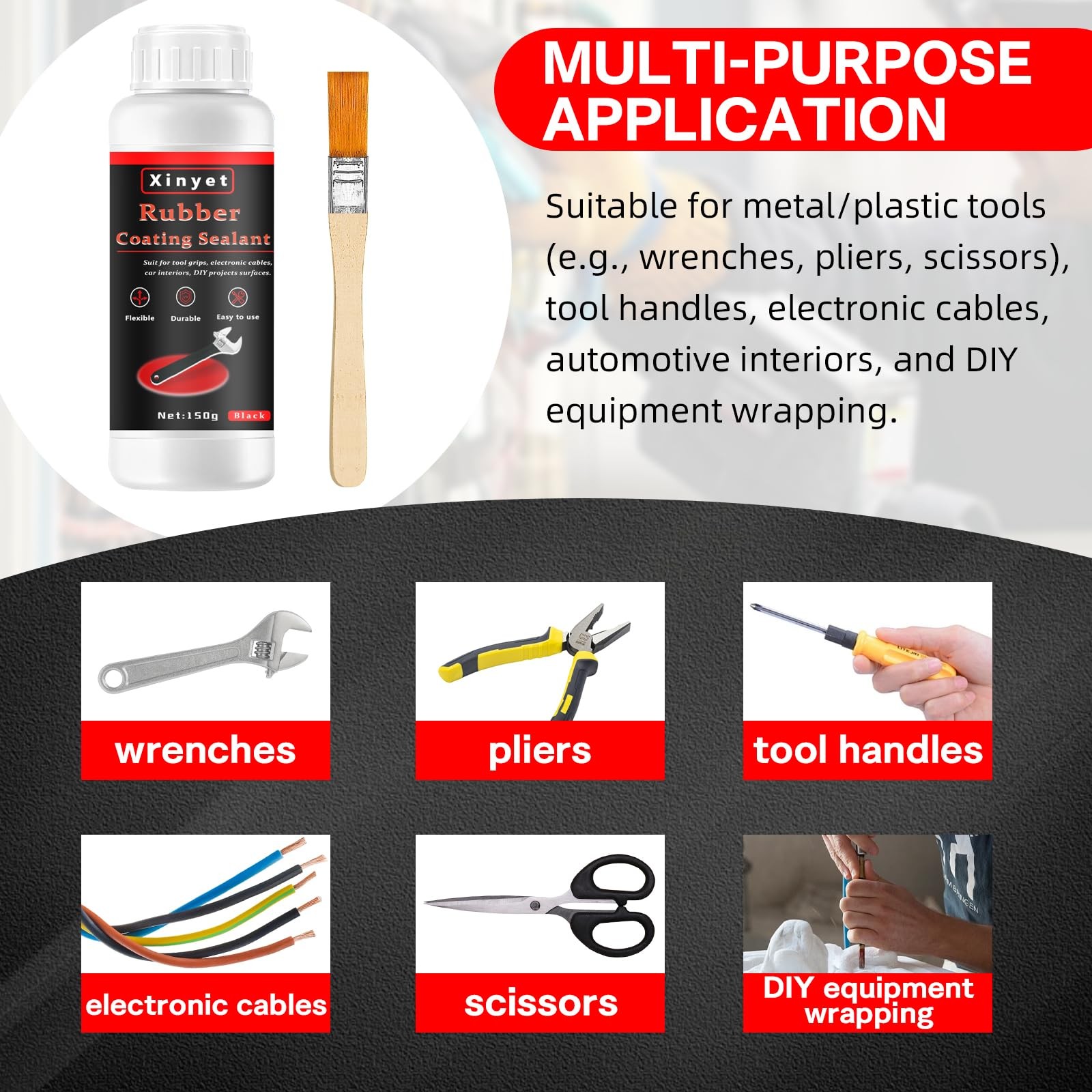 150ml Tool Dip Rubber Coating, Rubber Dip for Tools, Waterproof, Flexible Pee…