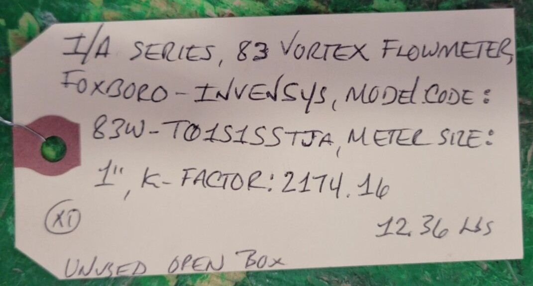 ⚡FOXBORO I/A SERIES, 83 VORTEX 1″ FLOWMETER PESSCO IS OFFERING 1 G092923-3 🗽