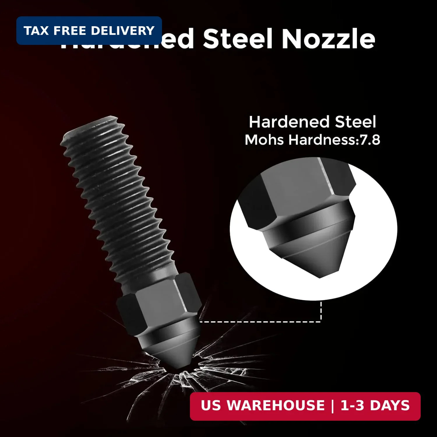 Comgrow K1 Nozzle Kits 0.4mm 0.6mm 0.8mm, 4pcs Hardened Steel Nozzles & 4pcs Cop