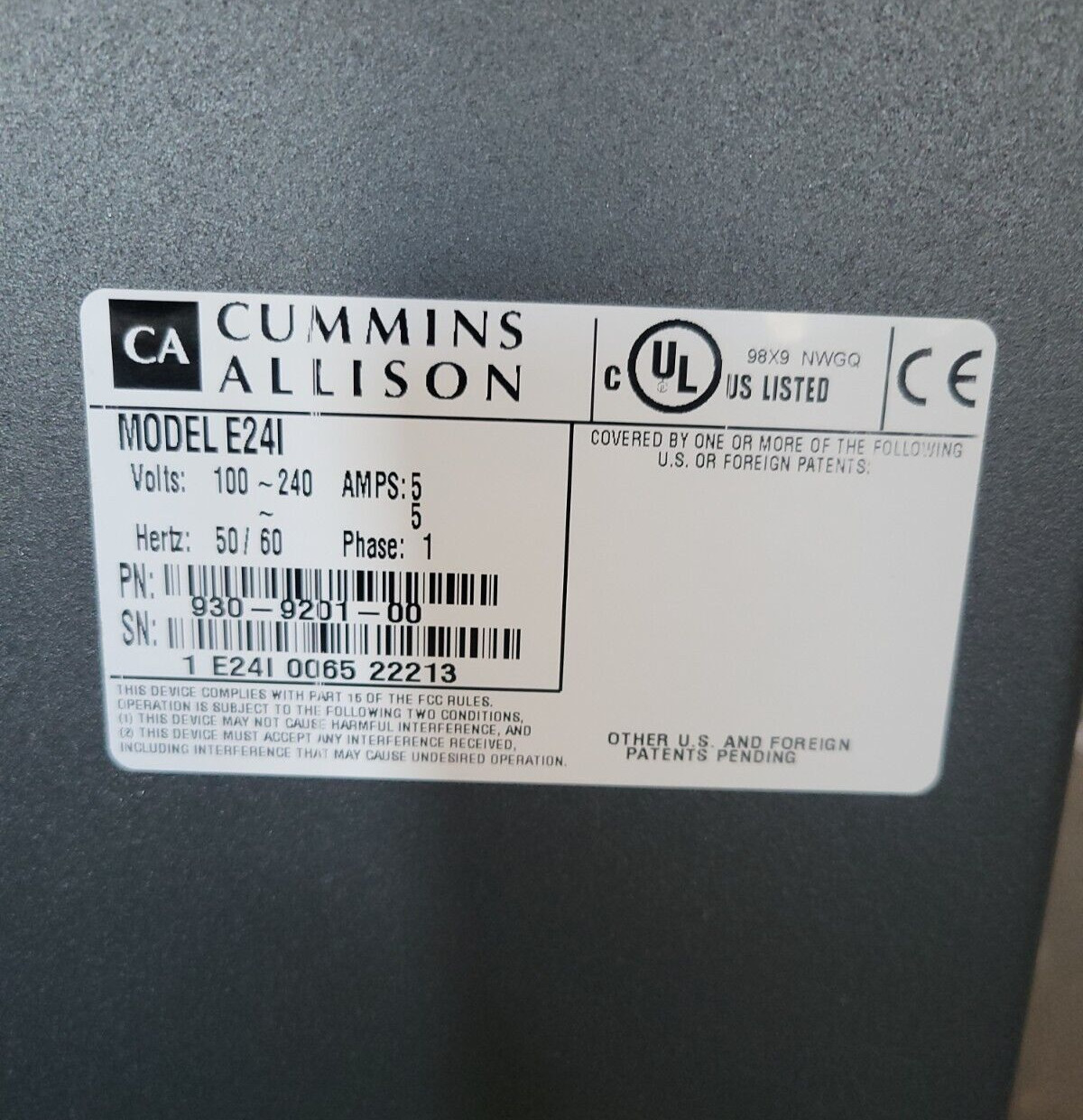 CPI Paypod Embedded E24I Cash Processor