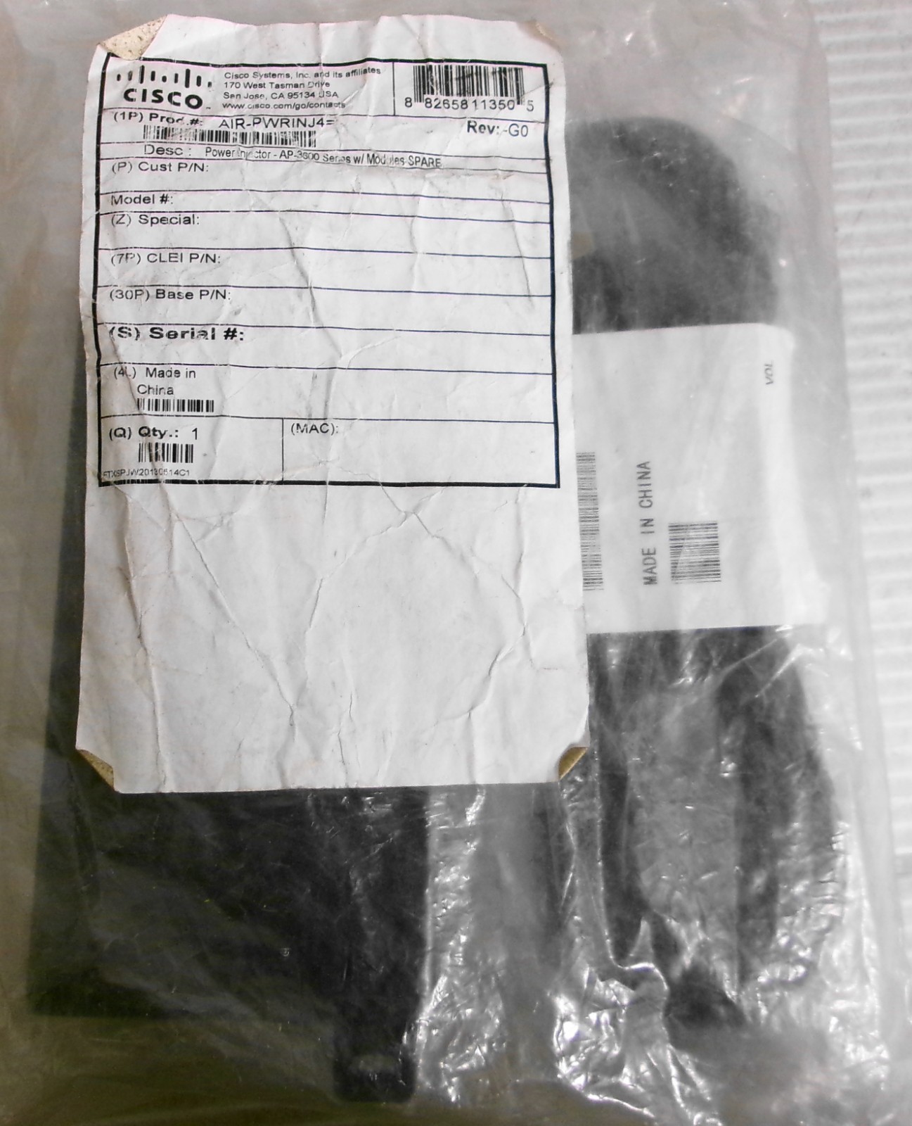 Cisco AIR-PWRINJ4 341-0212-01 Power Injector Input 100-240VAC 0.8A 50/60Hz
