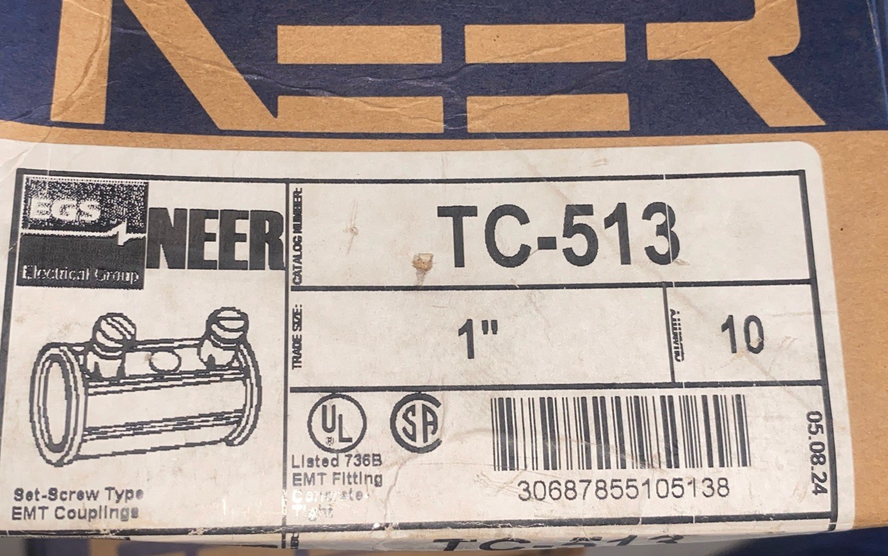 Lot Of 20 NEER TC-513 Set-Screw Type EMT Coupling 1″