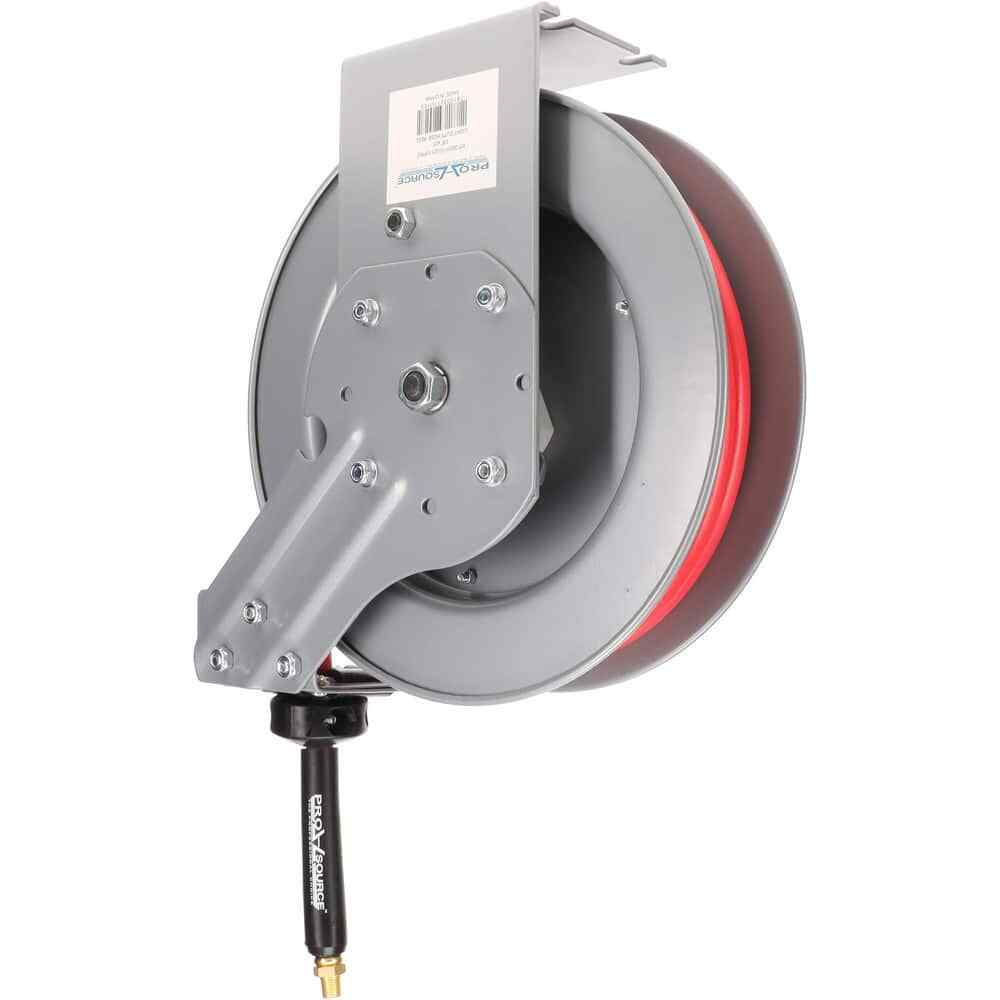PRO SOURCE Spring Retractable Hose Reel with 3/8″ ID x 25′ Long Hose: 3/8″ NP…