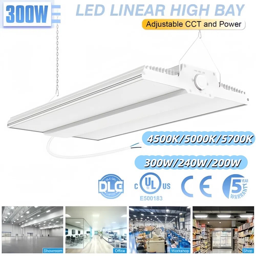 300W LED Linear High Bay Light Commercial Factory Shop Light 45000LM 4/4.5/5000K
