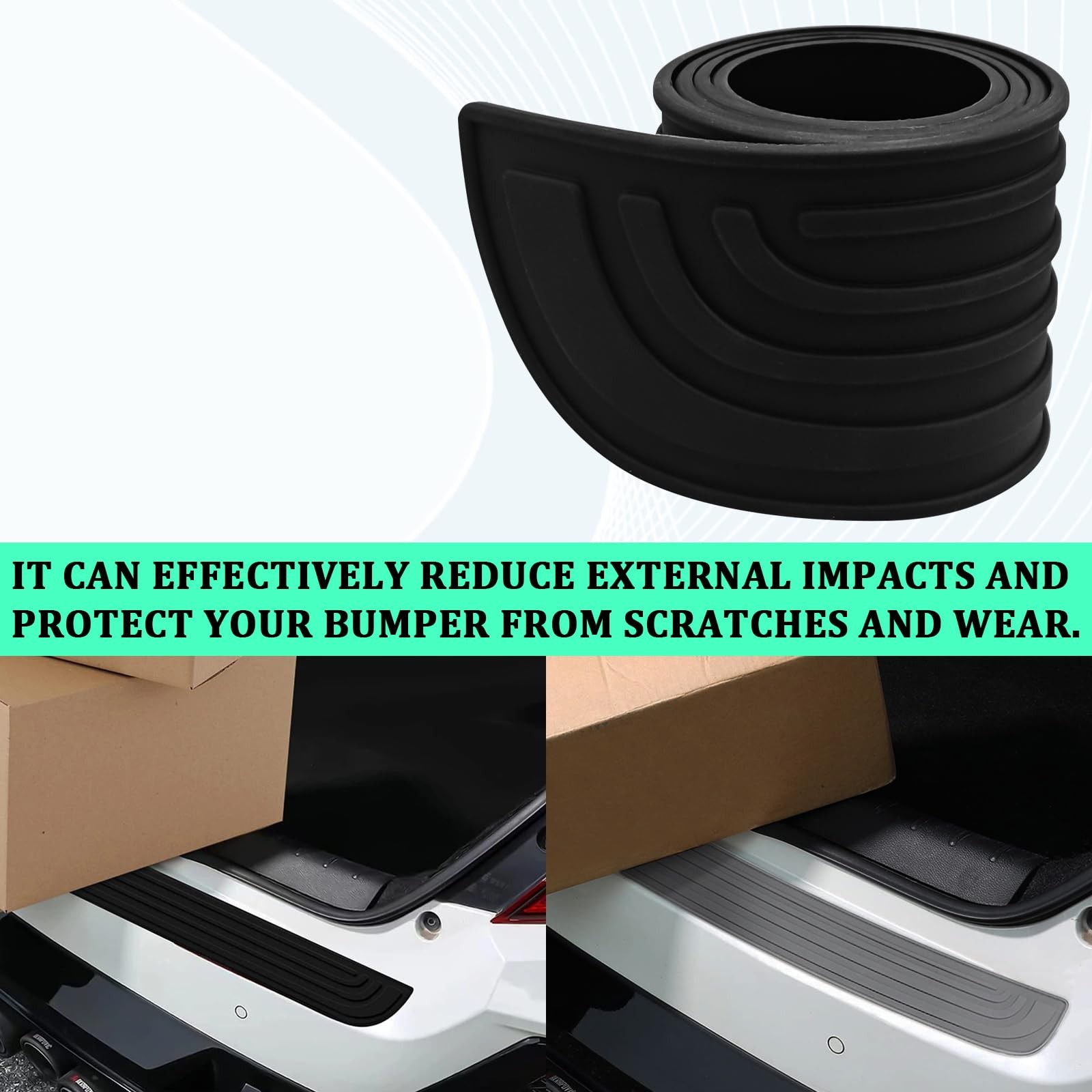 Universal Car Rear Bumper Protector 41 Inch Rubber Trunk Sill Guard Black
