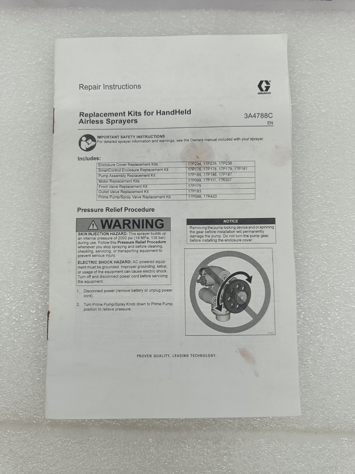 Graco 17P185 Triax Replacement Pump Corded Model For Ultra, Ultimate & TC PRO