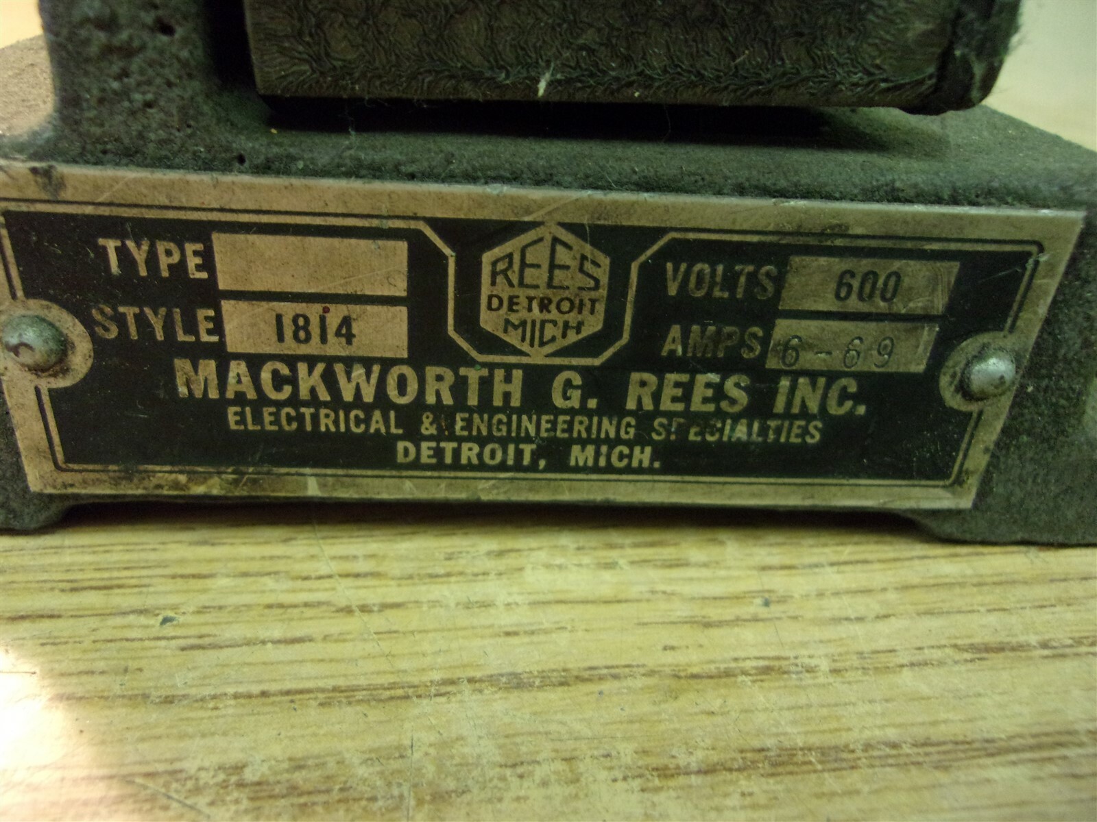 Mackworth G Rees 60V Foot Pedal Switch 1814 -030 *FREE SHIPPING*
