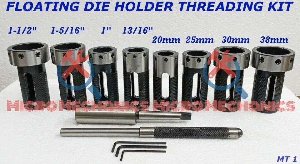 MT1 Die Holder Kit For Lathe Tailstock Morse Taper # 1 Sliding Action- Inch & MM