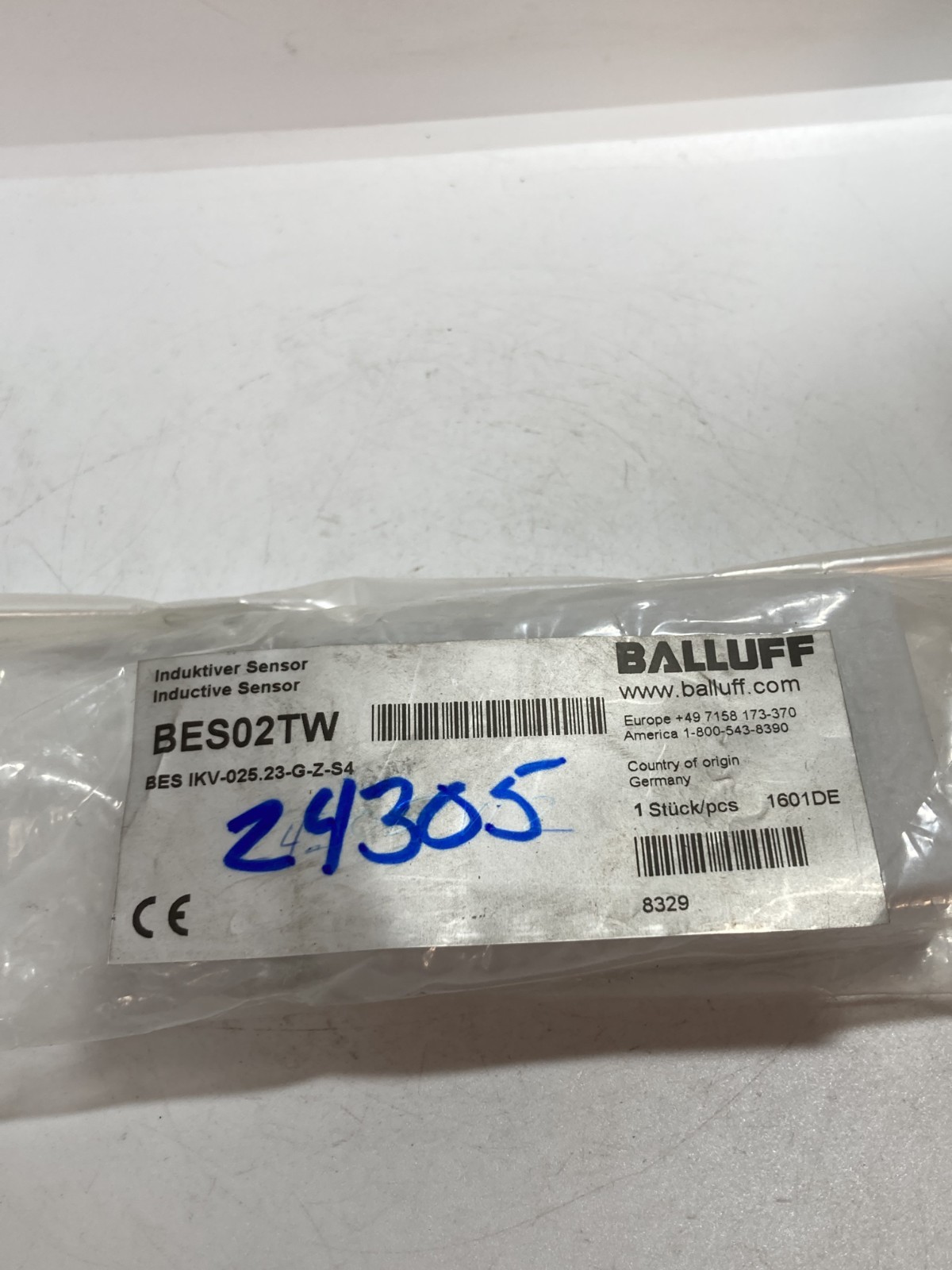 BALLUFF BES IKV-025.23-G-Z-S4 INDUCTIVE SENSOR (BES02TW) 10-30VDC 200MA NIB