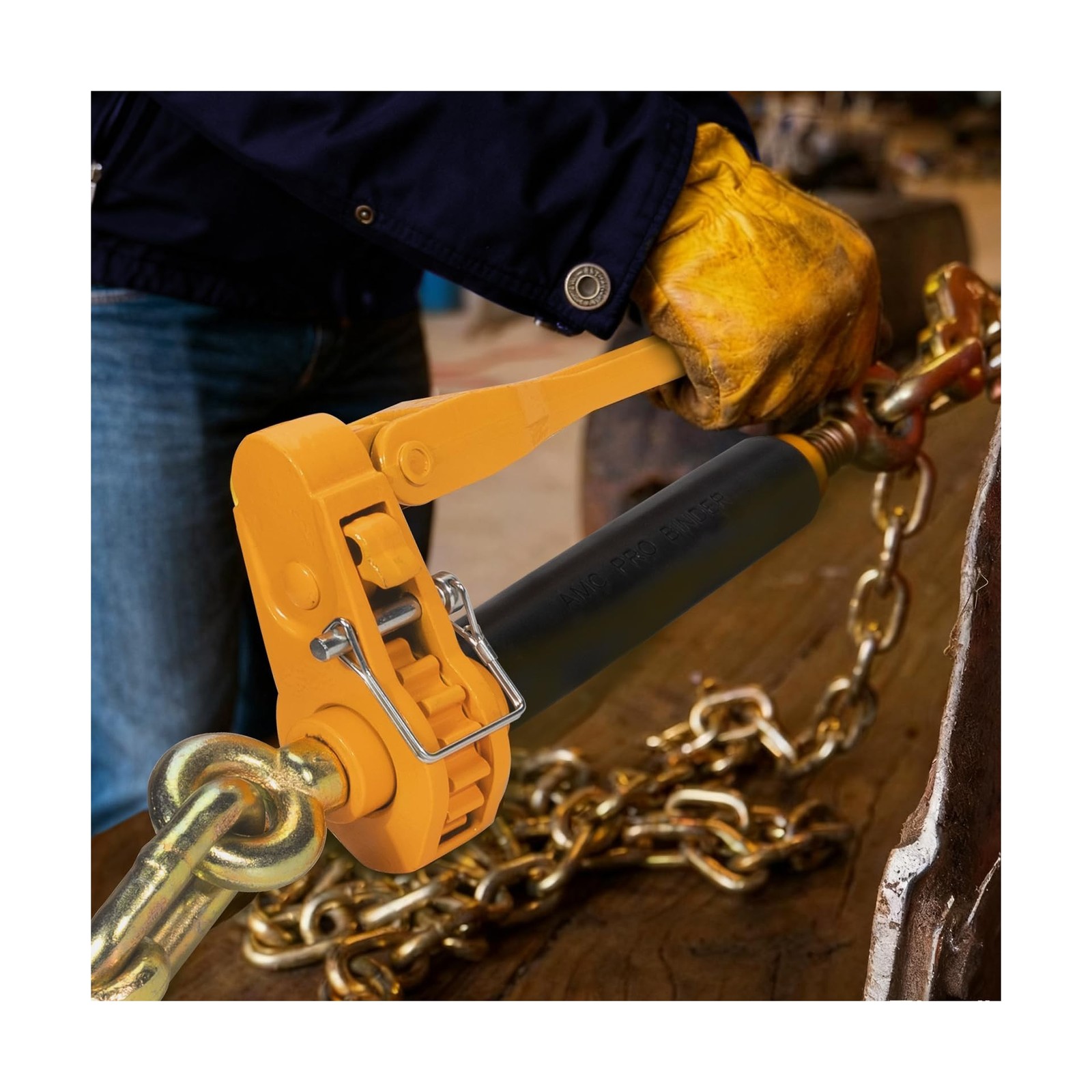 5/16″ – 3/8″ Folding Handle Load Binder, Heavy Duty Ratchet Chain Binder w/Gr…