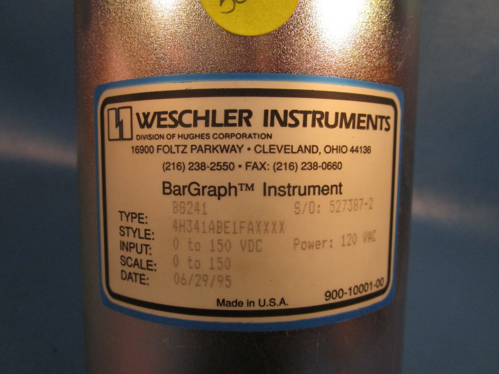 Weschler Instruments, 4H341ABE1FAXXXX, BG241, 0-150 Battery Volt Indicator Gauge