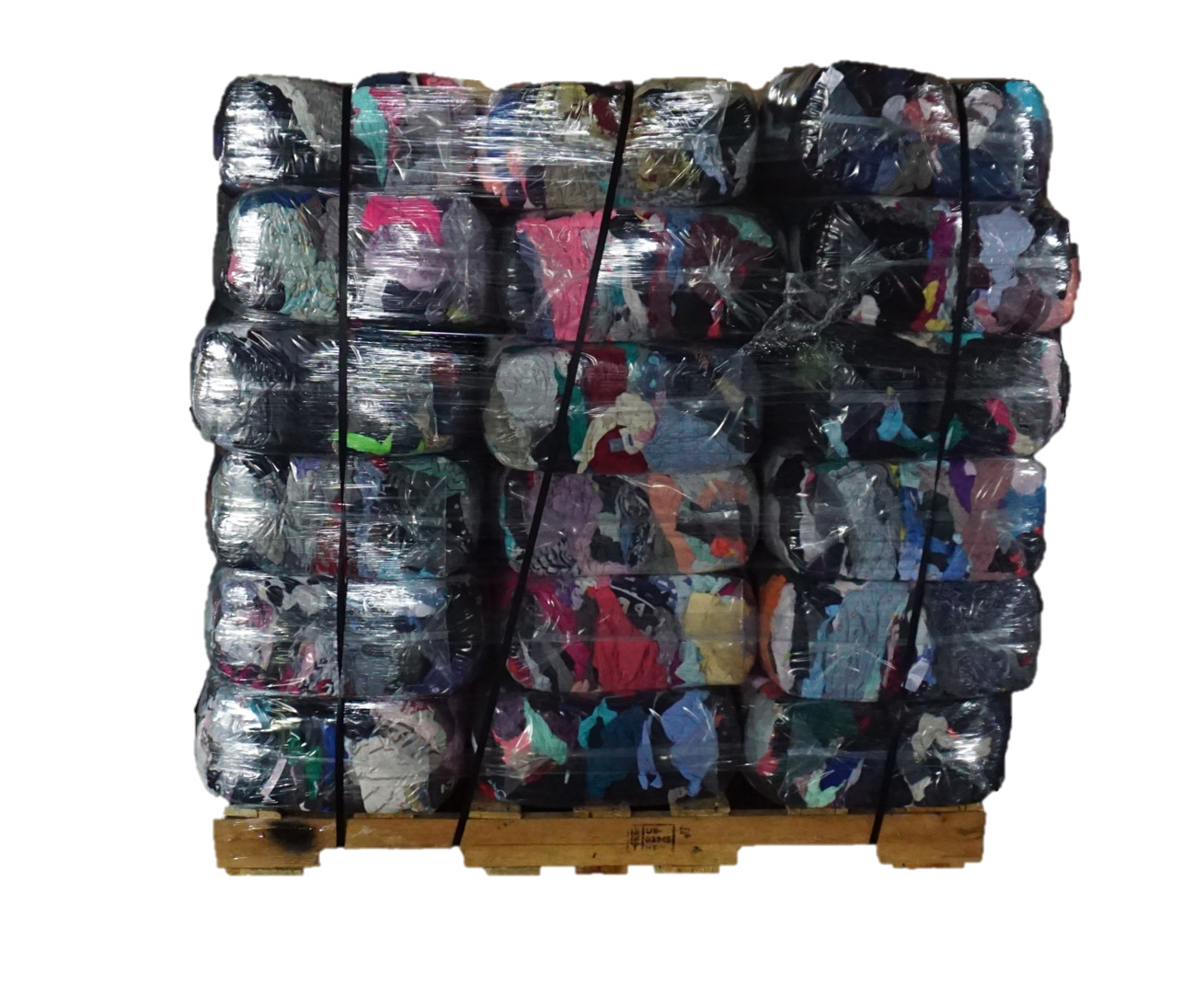 Pallet of 25 lb. Compressed Bag of Colored Sweatshirt Rags (51 bags – 1,275 LBs)