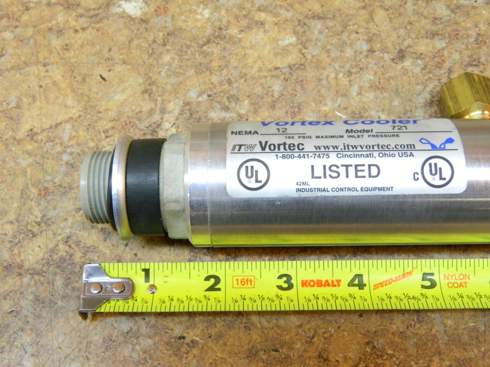 VORTEC Model 721 VORTEX COOLER 25 SCFM 1500 BTU/hr 3/4″ NPT