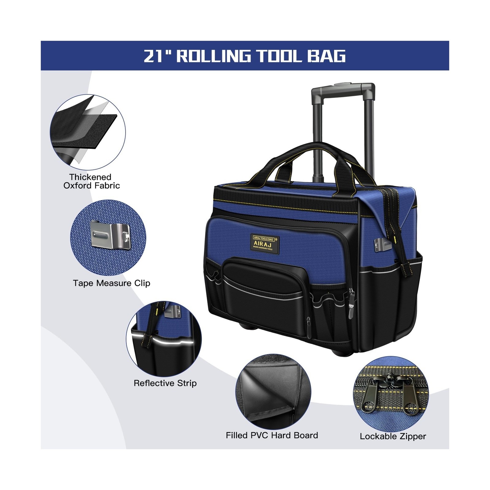 Rolling Tool Bag,21″ Tool Bag with Wheels & 18″ Tool Backpack,Waterproof Port…