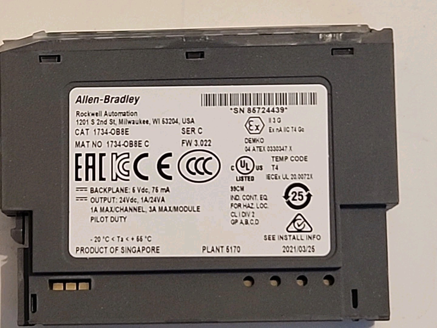 Allen Bradley 1734-0B8E MODULE SER C – Warranty & Free Shipping