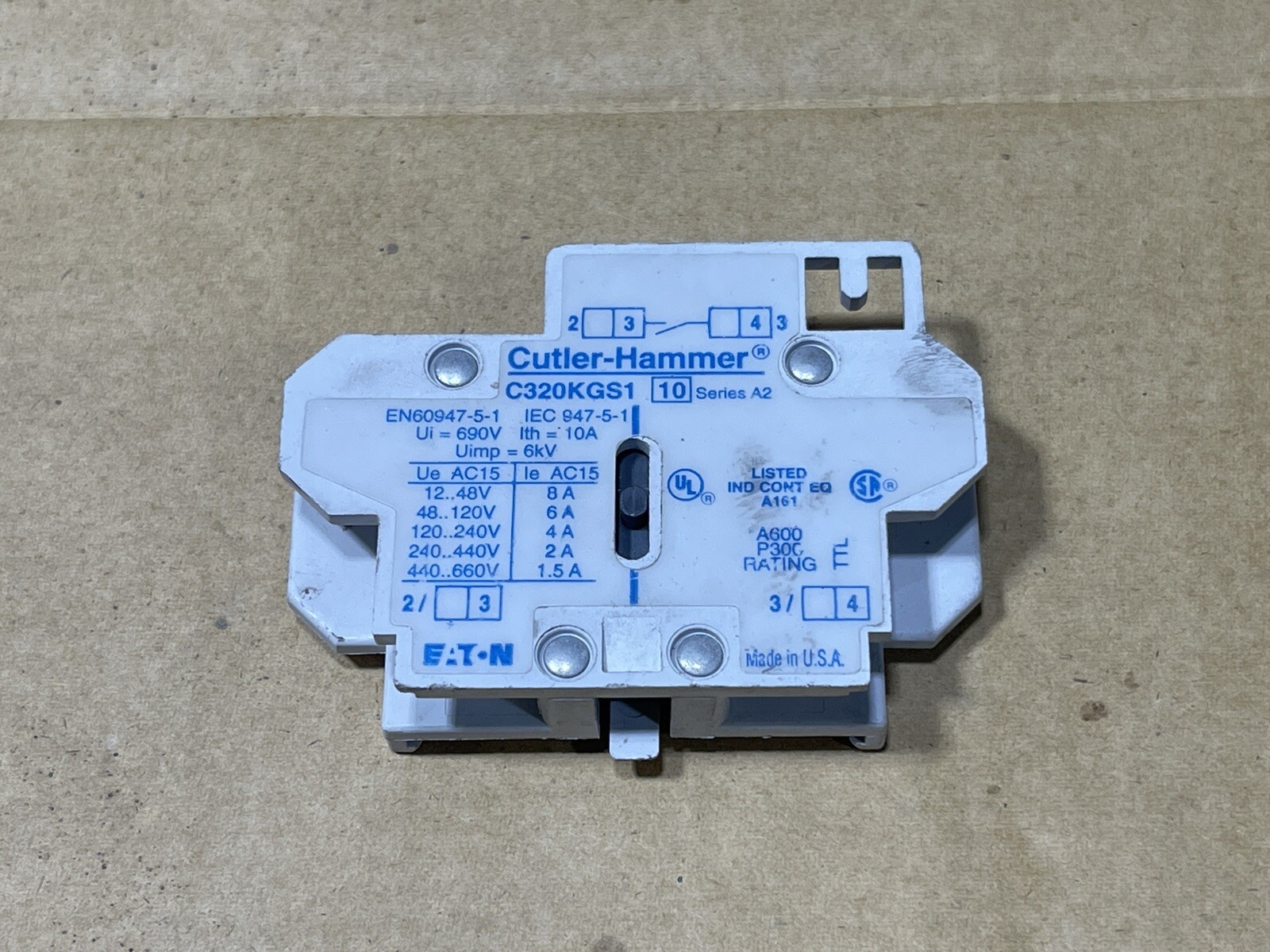 Eaton Cutler-Hammer Aux Contact C320KGS1 Ser. A2
