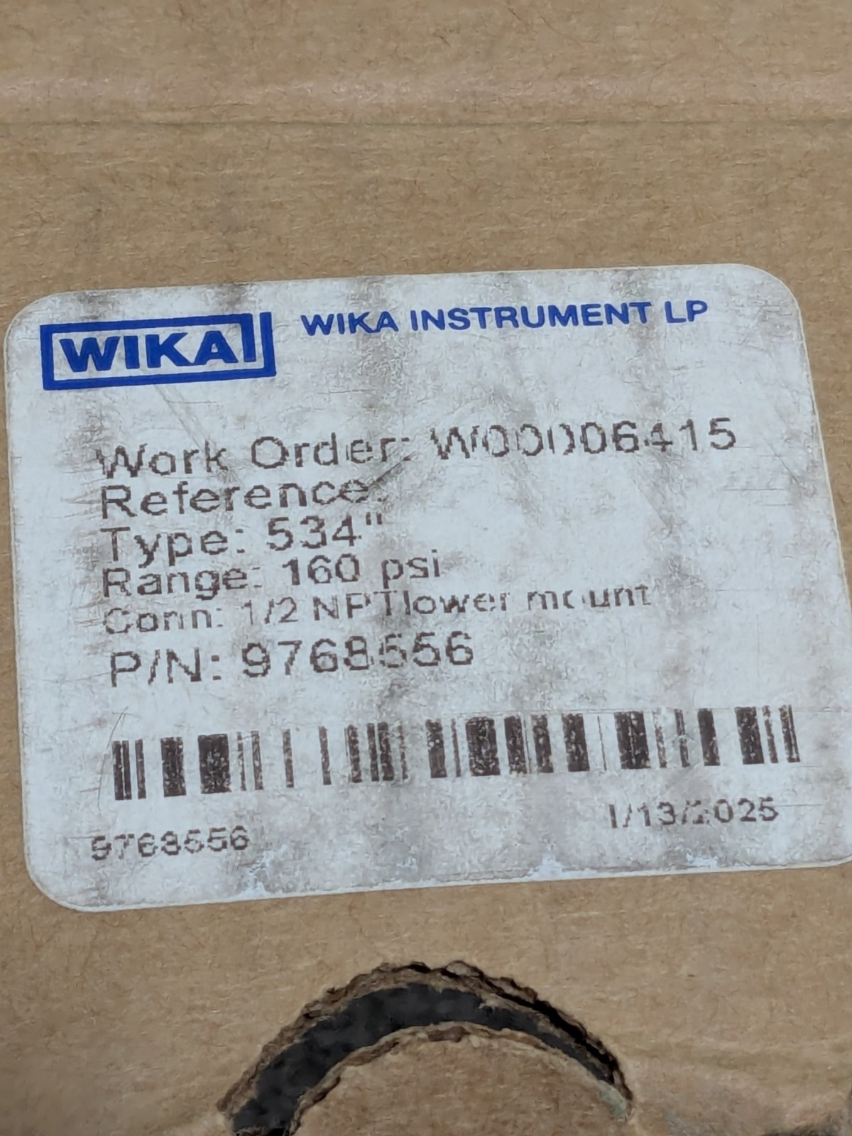 WIKA Pressure Gauge 4″ Dial, 0 to 160 psi, 1/2″ Thread, NPT Lower Mount 9768556