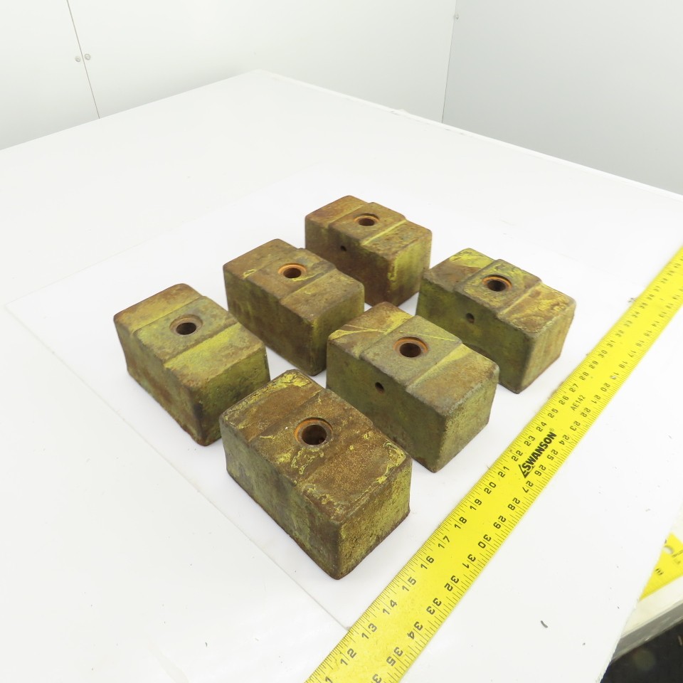 6 Lx3-1/2Wx 3-1/4″ H Cast Iron Machine Foot Pad Targets W/0.808″ Thru Hole Lot/6