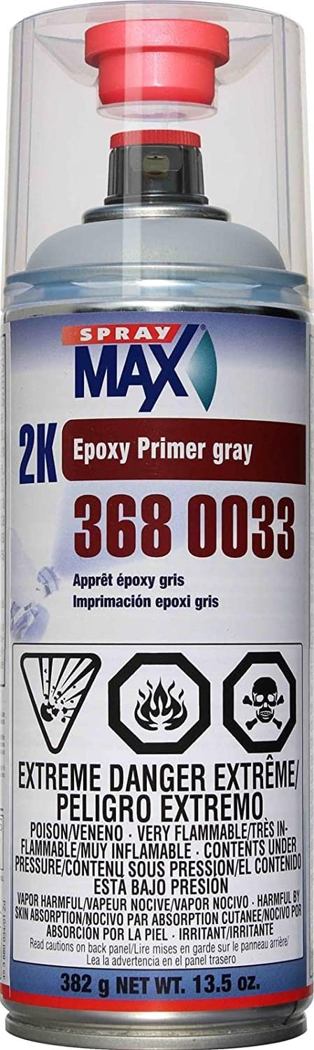 SprayMax 2K Epoxy Primer Gray 12.5oz, Fast-Drying Corrosion-Resistant Automotive