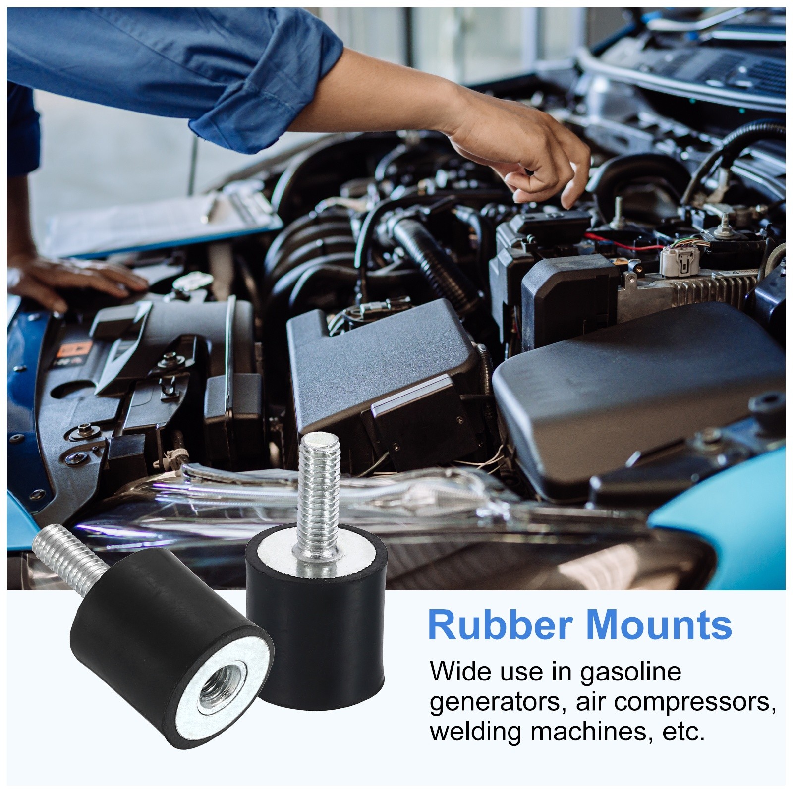 2Pcs M6x18mm Rubber Mounts, 20x20mm(DxH) Rubber Shock Absorber Mount with Nuts