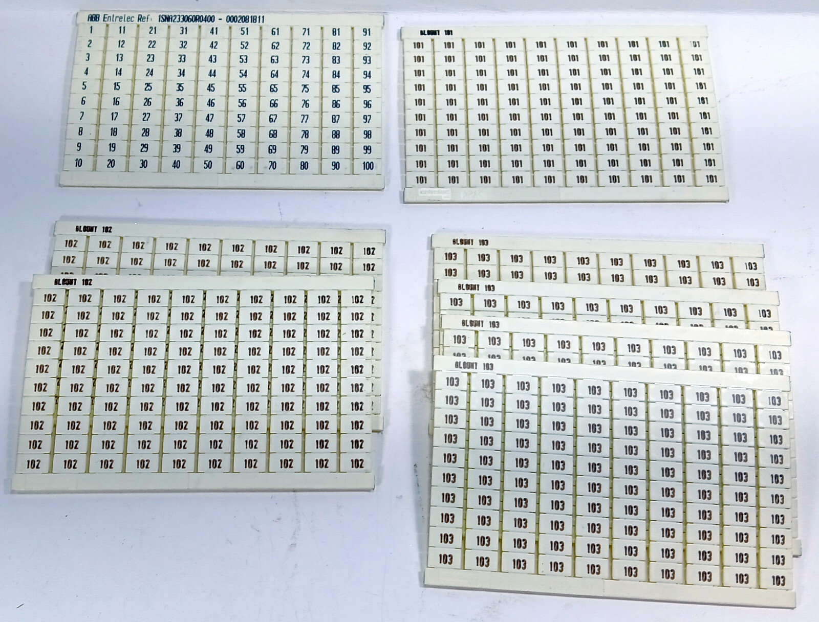 8 NEW SHEETS TERMINAL MARKERS 1-100 X1 101 X 1 102 X 2 103 X 4 NNB *MAKE OFFER*