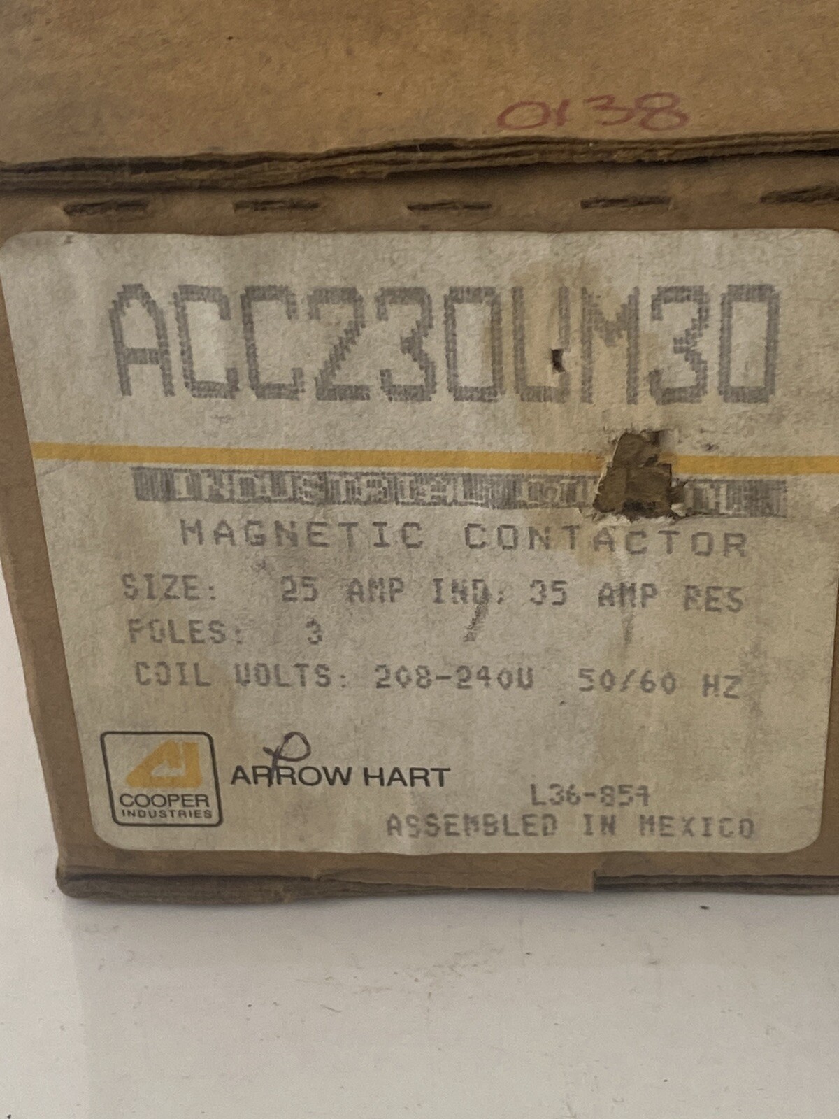 ACC230UM30 Cooper Arrow Hart Industrial Control Magnetic Contactor