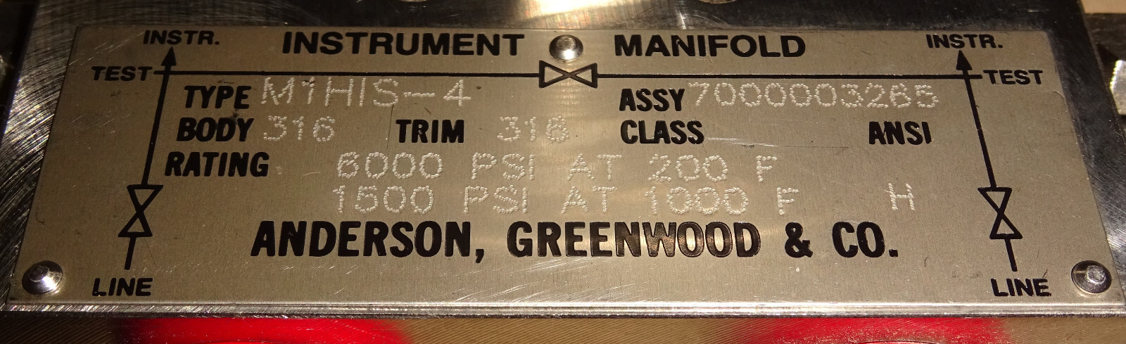 Anderson Greenwood M1HIS-4 Instrument Manifold 316 Stainless Steel M1HIS4 Tyco