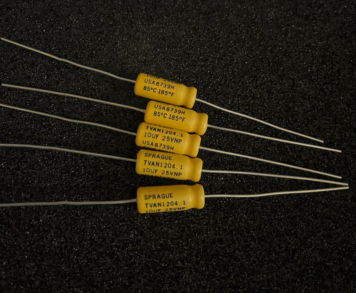 5pc Sprague TVAN-1204.1 10UF 25VNP Non-Polar Axial Capacitor **NOS
