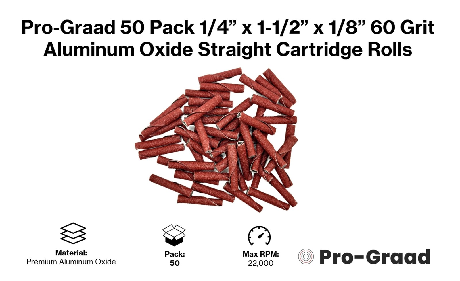 Pro-Graad 1/4” Diameter x 1-1/2” Length x 1/8” Pilot Hole 60 Grit Aluminum…