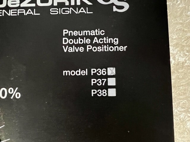 PMV DEZURIK GS PNEUMATIC DOUBLE ACTING VALVE POSITIONER P36 Located in Mexico