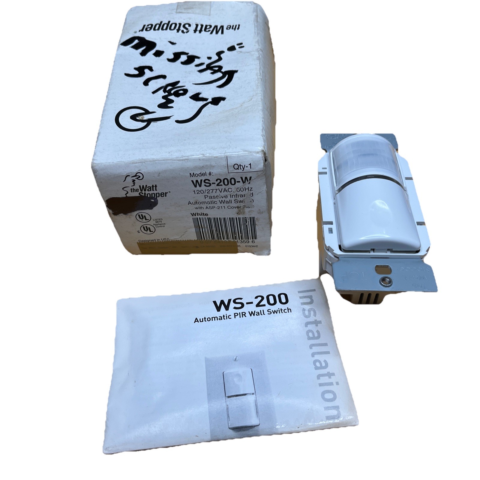 Watt Stopper WS-200-W Passive IR Automated Wall Switch 120-277 VAC 60 Hz White