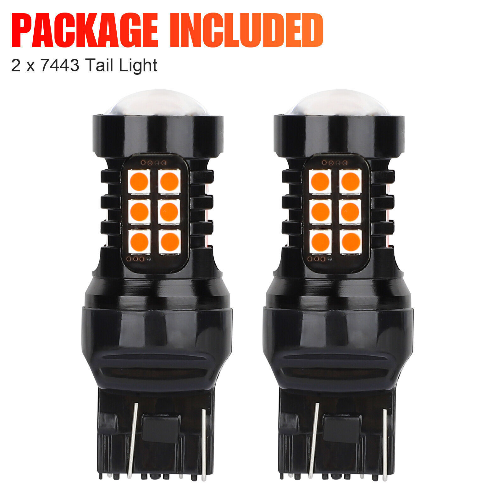 2PCS 7443 Red LED Strobe Bulbs: Blinking Brake, Stop, Tail & Parking Lights