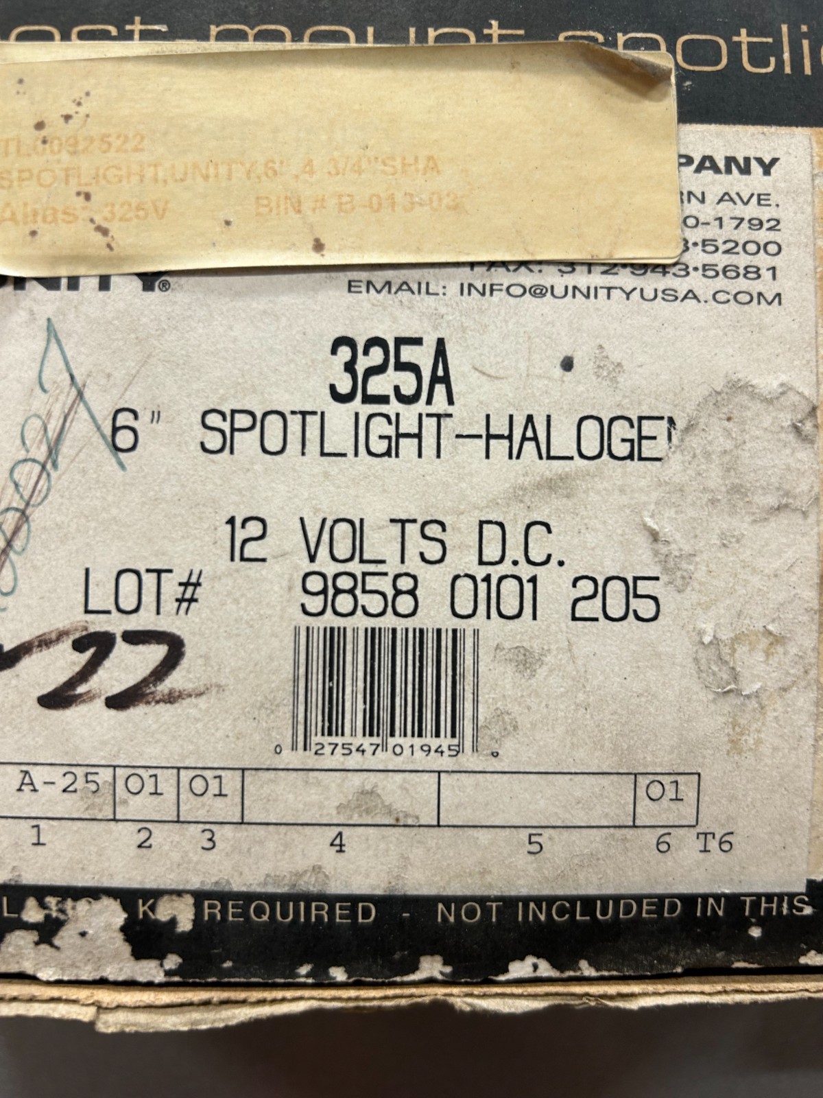 Unity 325A 6” spotlight 3/4” shaft