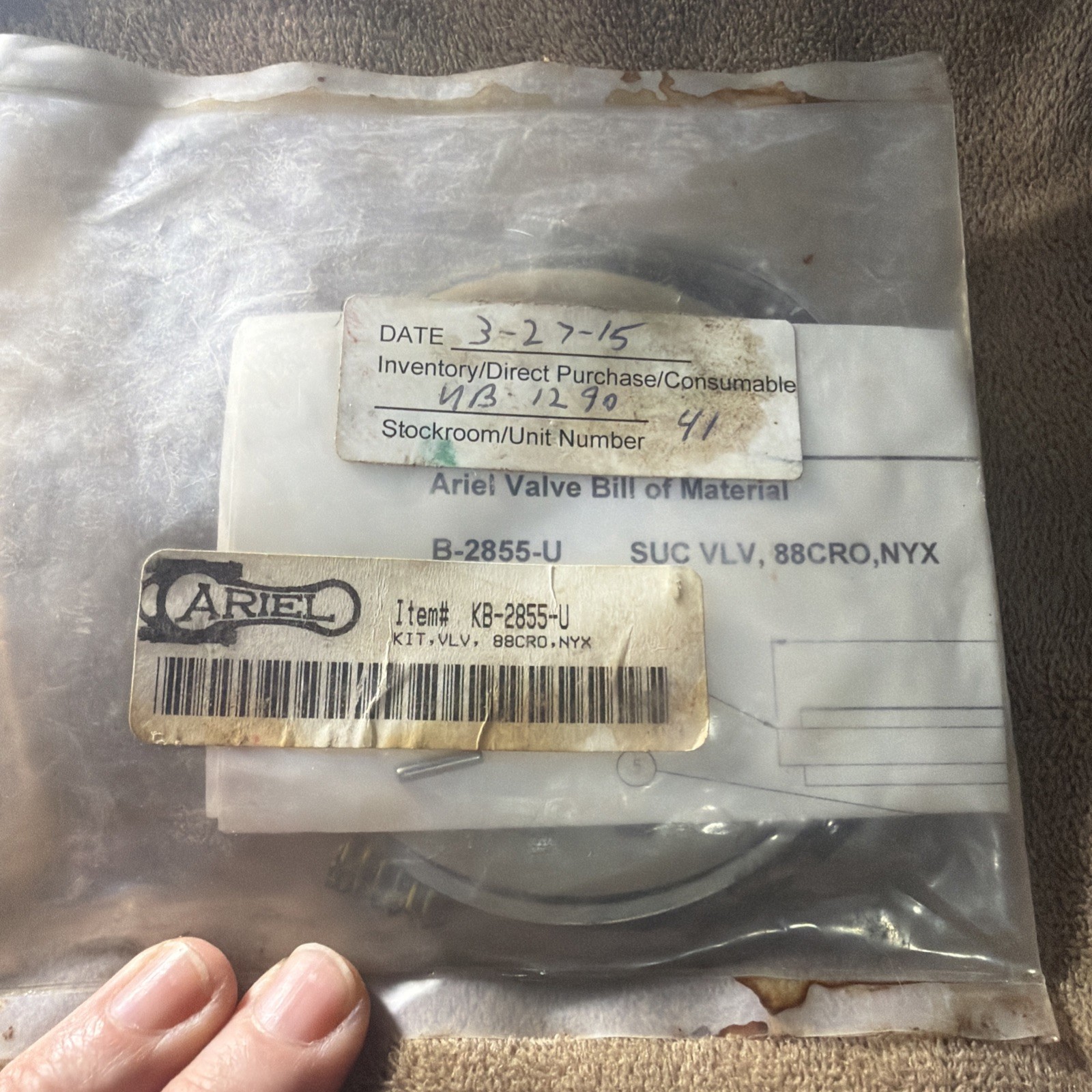 Ariel Suction Valve B-2855-U Six VLV, 88CRO, NYX