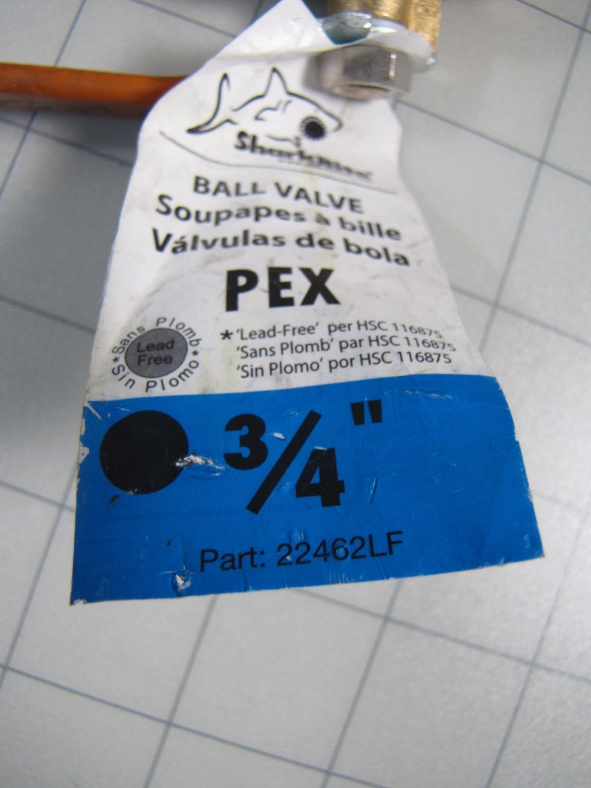 Sharkbite 22462LF 3/4″ Brass PEX Barb X Barb Ball Valve NEW