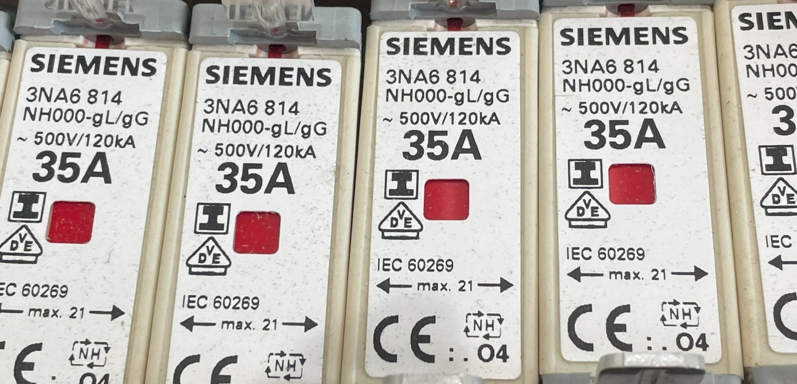 NEW SIEMENS 3NA6 814 LV HRC-FUSE LINKS 35A 500V 3NA6814 LOT OF 9