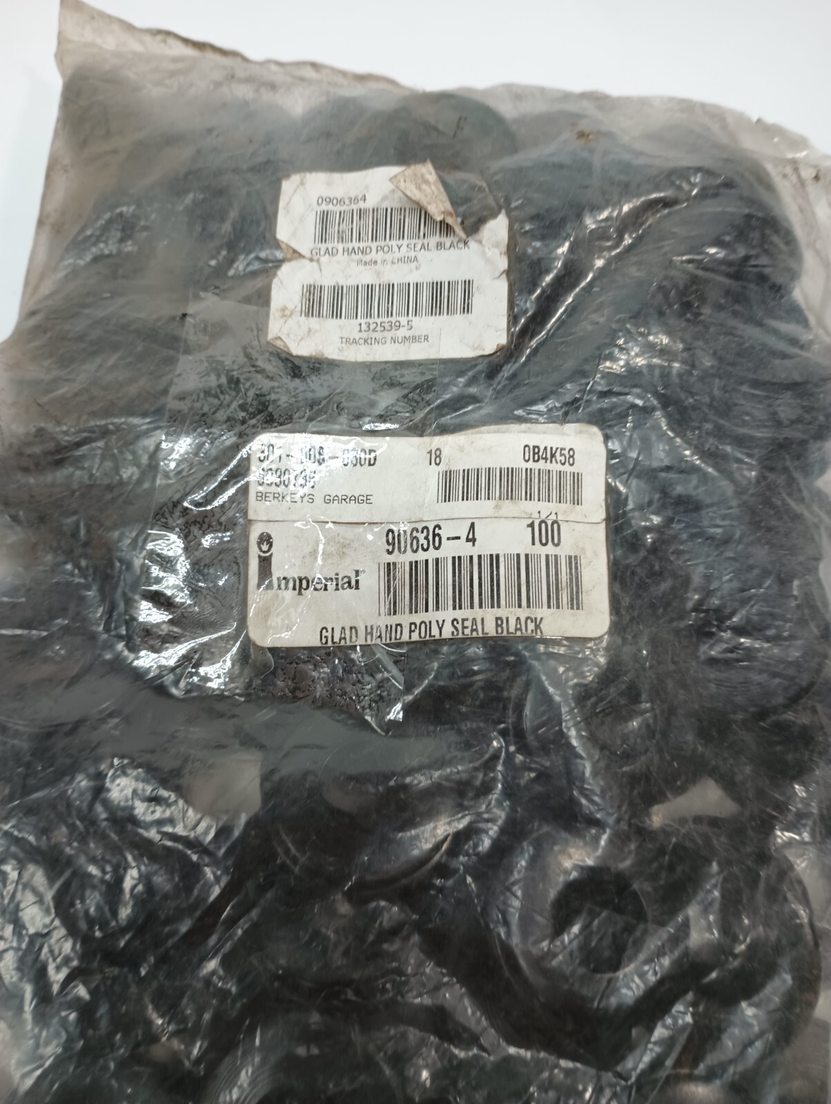 New Open Bag 100 Imperial Glad Hand Poly Seal Black 90636-4 Free/Fast Shipping