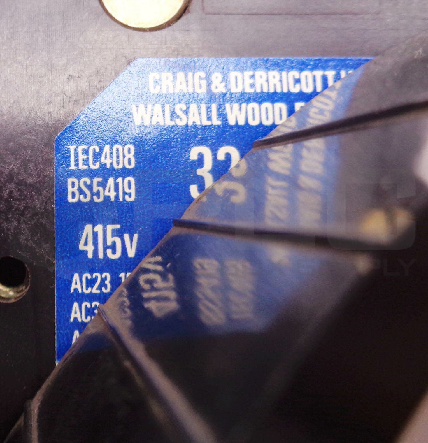 CRAIG & DERRICOTT 32AITH SWITCH MODEL 415-660V 50HZ BS5419 IEC408 R32SP3757