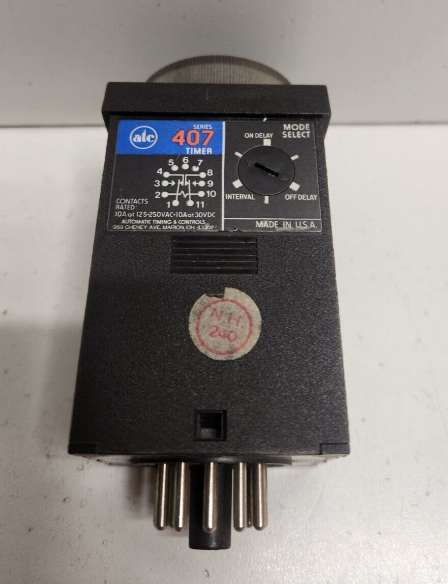 GUARANTEED! ATC 24-240V 1-10 SEC/MIN/HRS TIME DELAY RELAY 407A-100-F3X