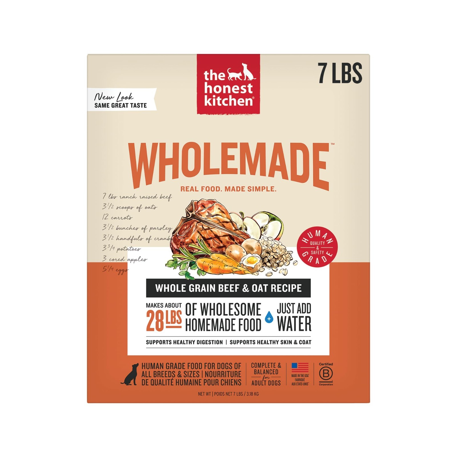 The Honest Kitchen Human Grade Wholemade Dehydrated Whole Grain Beef, 7 lb Box