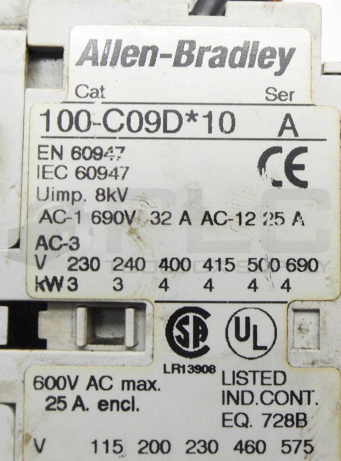 ALLEN BRADLEY 100-C09D*10 SER A CONTACTOR 24VDC